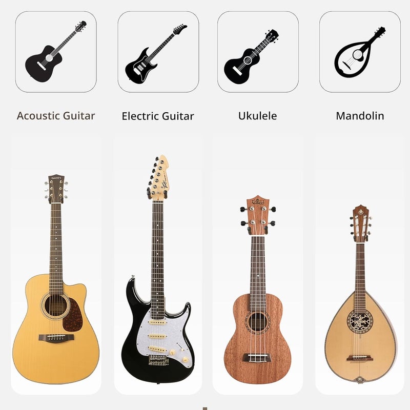 DIDA Guitar Wall Mount, Guitar Hanger, Silicone Pad, U-Shaped Guitar Wall Hanger Mount, Rotatable Guitar Holder Hook Stand Wall for Acoustic, Electric Guitar, Bass (Blackwood 2 Pack) - Image 4